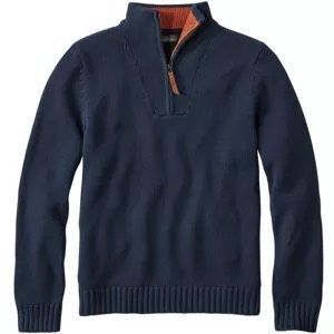 NWT L.L. Bean Men’s size XXL 1/4 Zip Sweater 100% Cotton Navy Blue $129